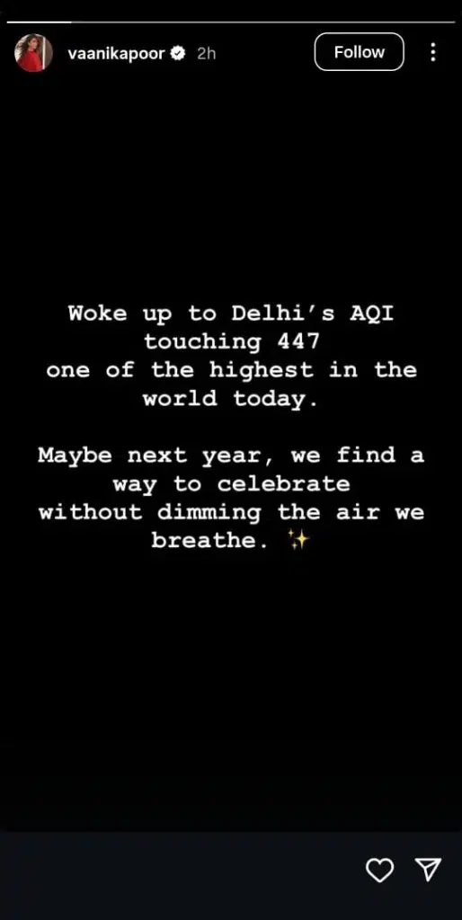 Vaani Kapoor Whatsapp Status on Delhi Air Quality